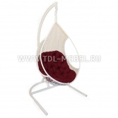  Кресло подвесное ЛИРА белый, подушка – бордовый
