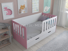 Кровать Астра 12  с ящиком белый/ розовый